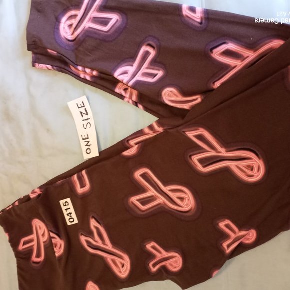 NEW LuLaRoe OS Breast Cancer Awareness Leggings - Picture 4 of 4